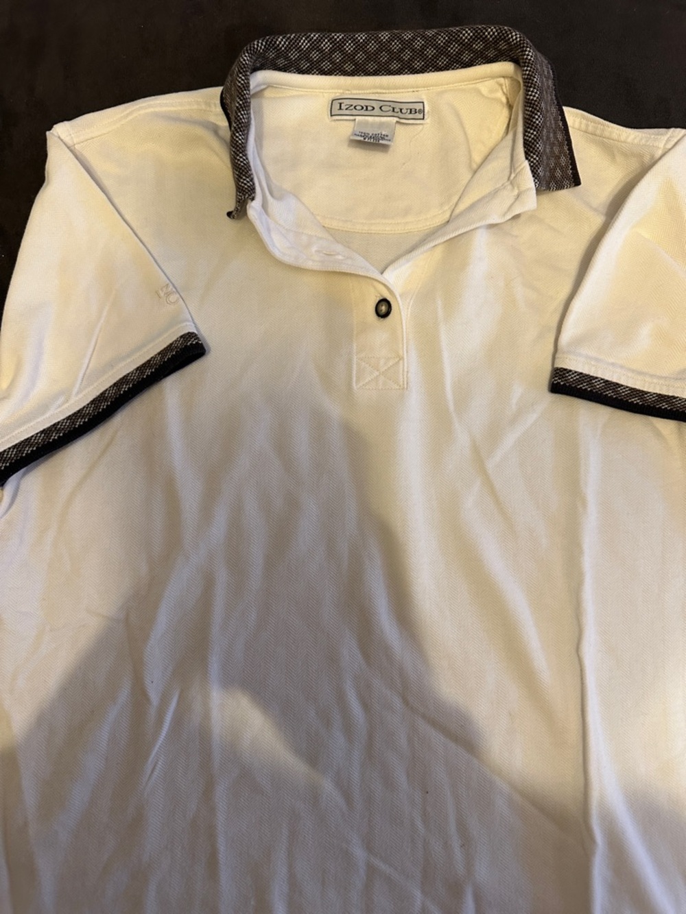 Men's White Polo Shirt with Contrast Collar